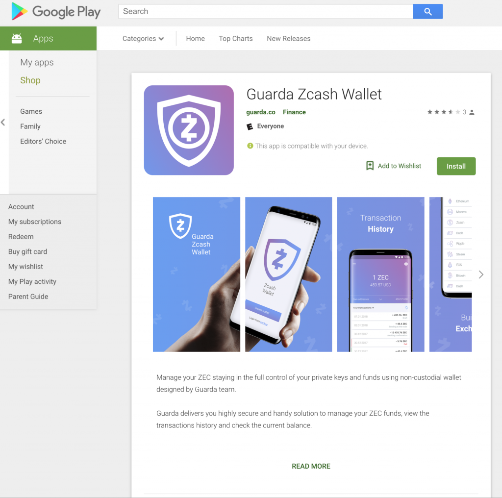 Guarda Zcash Wallet on Google Play